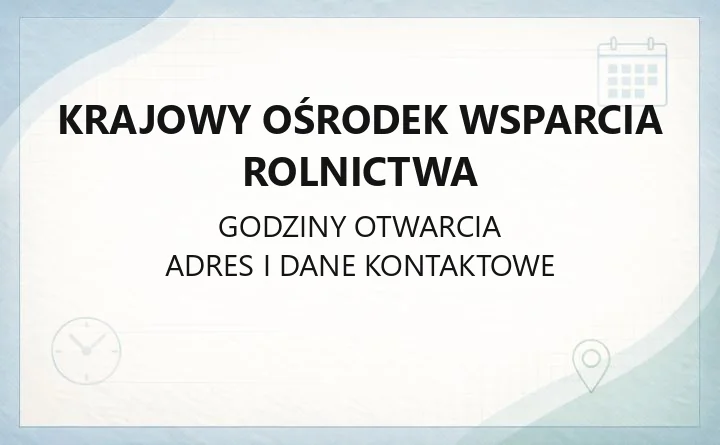 Krajowy Ośrodek Wsparcia Rolnictwa - kontakt, adres i zakres działań