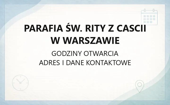 Parafia św. Rity z Cascii w Warszawie - kontakt, msze, nabożeństwa