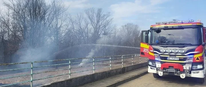 Pożar traw przy Wale Miedzeszyńskim - strażacy ugasili 100 m 2 w porę