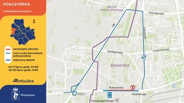 Połczyńska z weekendowymi utrudnieniami. Kierowcy zmienią jezdnię