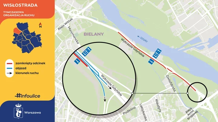 Wisłostrada przed kolejną zmianą. Na Bielanach szykują asfaltowanie
